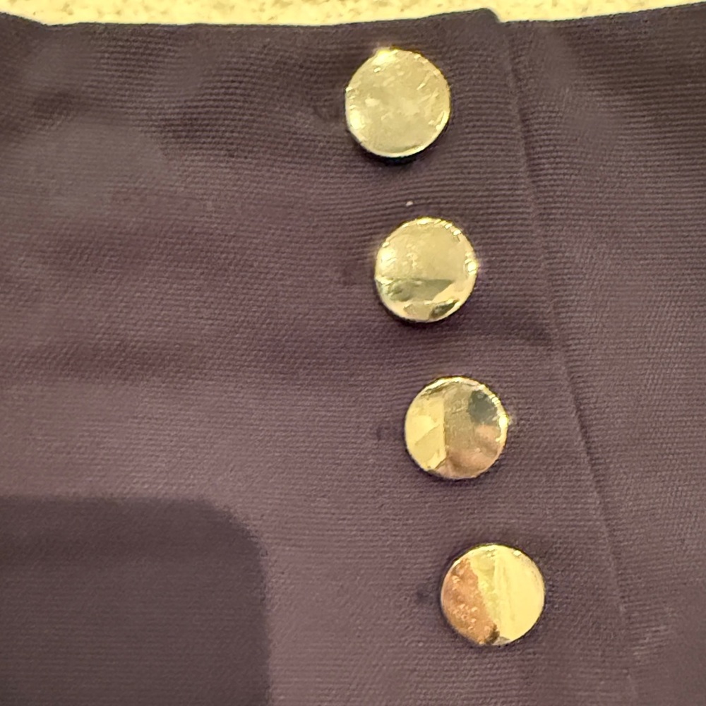 H&M Dark Navy Mini Skirt with Gold Metal Buttons